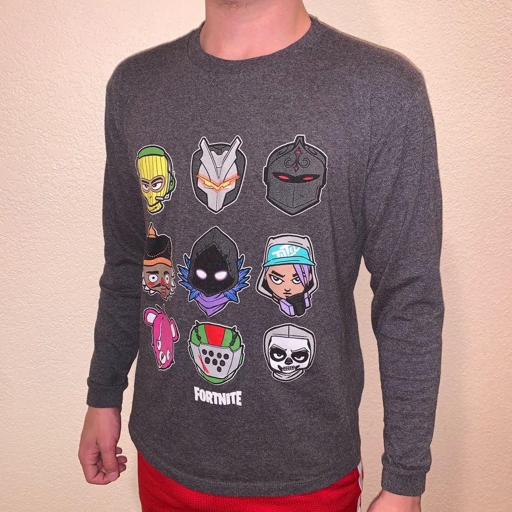 Grey long sleeve fortnite t shirt XL kids